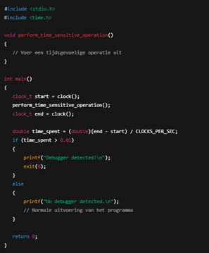 Foto van stukje code met een anti-debugger