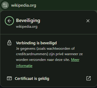 Wikipedia sectie verbinding beveiligd